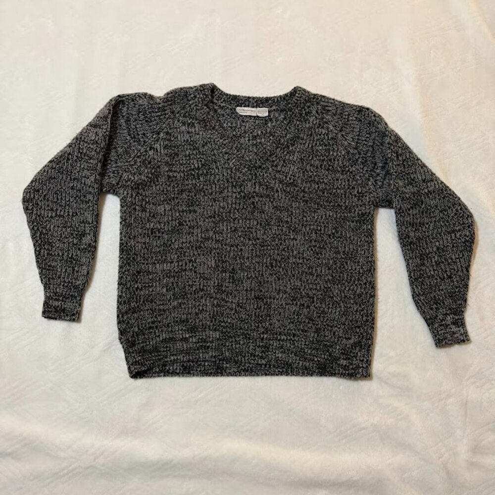 Retro Womens M Pull Over Knit Sweater Black White 90s Cozy Chic Business Casual
